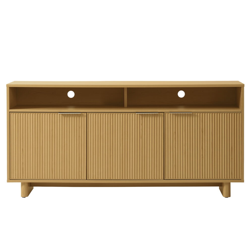 Better Homes & Gardens Lillian Fluted TV Stand for TVs up to 70", Natural Pine Finish - Image 3