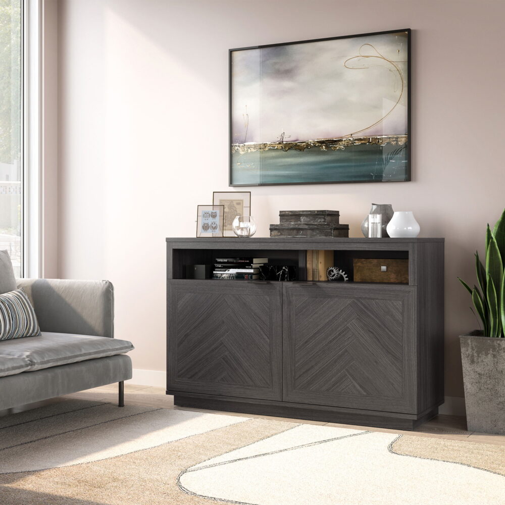 Better Homes & Gardens Herringbone TV Stand for TVs up to 55”, Gray - Image 7