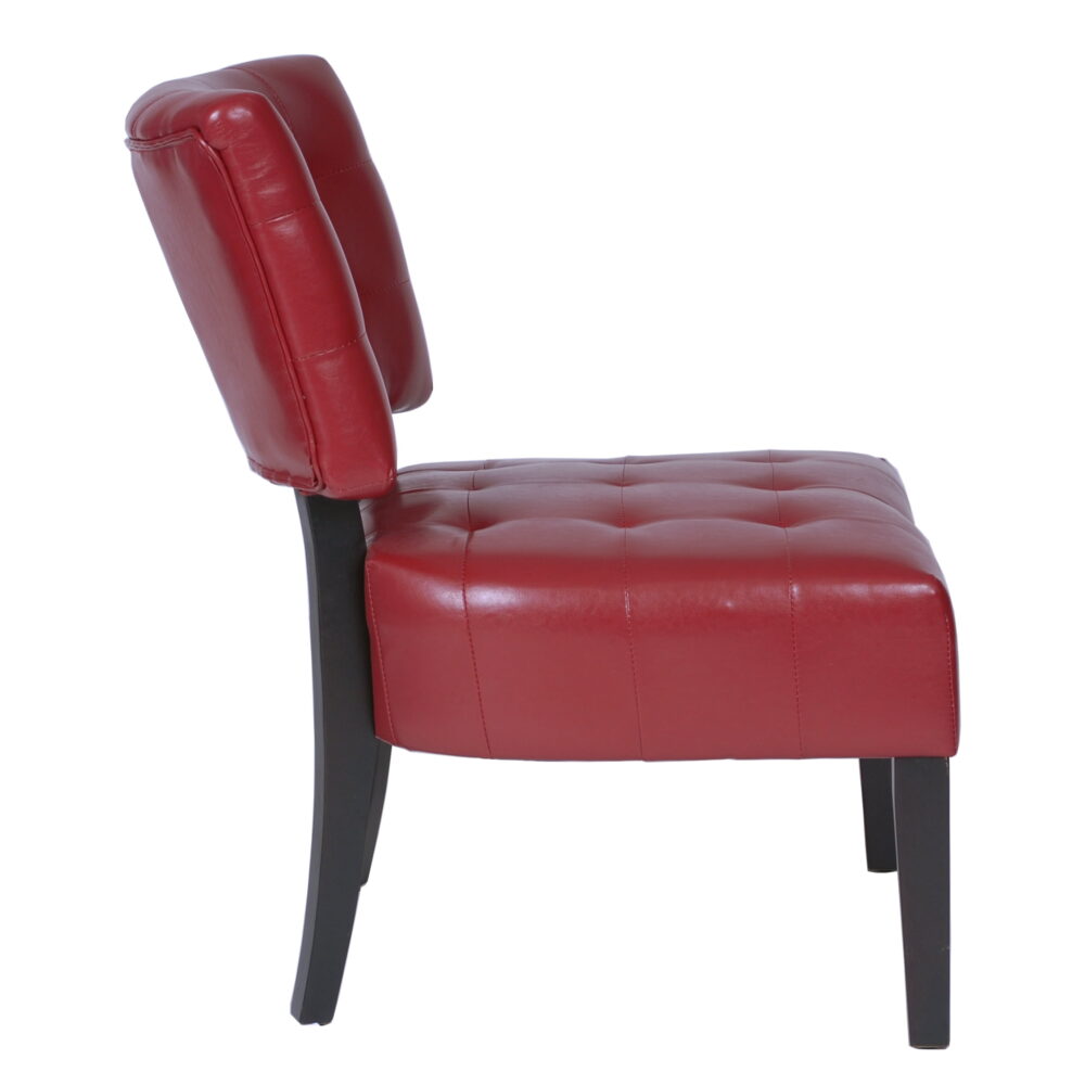Roundhill Furniture Blended Leather Tufted Accent Chair with Oversized Seating, Red - Image 4