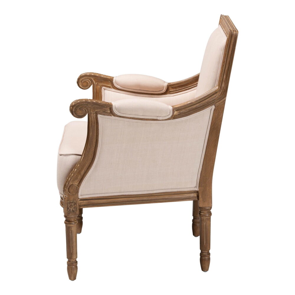 Baxton Studio Chavanon Accent Chair in Light Beige and Brown - Image 4