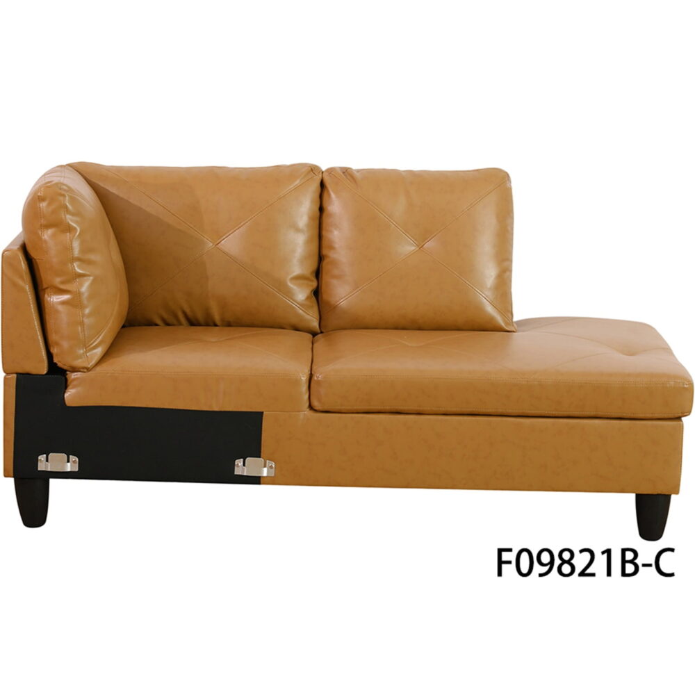 Hommoo Faux Leather Sectional Sofa, 4-Seat L-Shaped Couch, Modern Indoor Living Room Furniture, Apartment, Office, Ginger(Without Ottoman) - Image 7