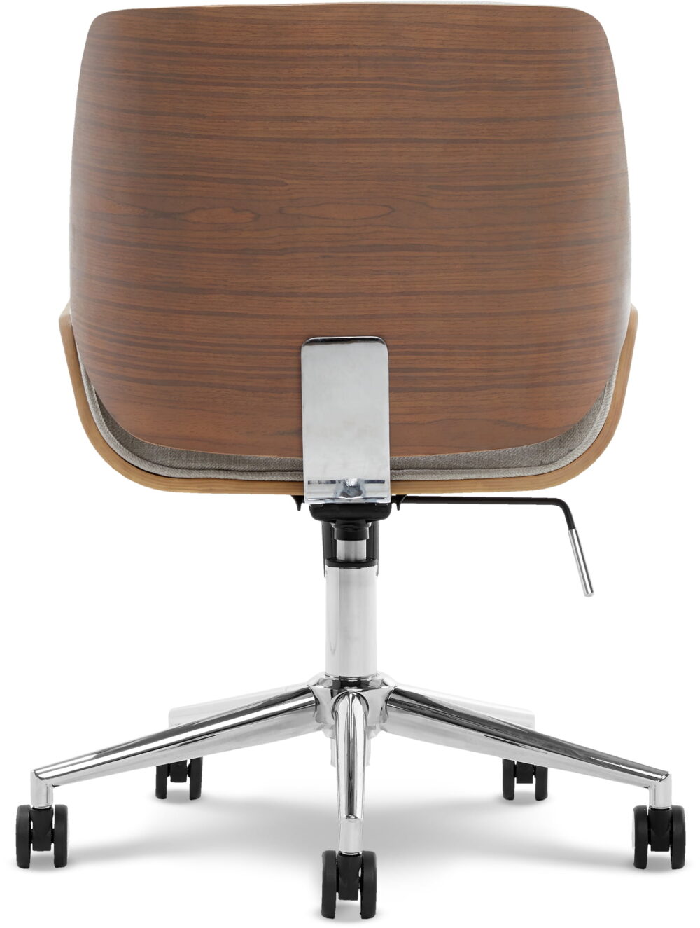 Elle Decor Ophelia Office Chair, Curved Bentwood Low-Back and Seat, Chrome Swivel Base, Woven Fabric, Gray - Image 3