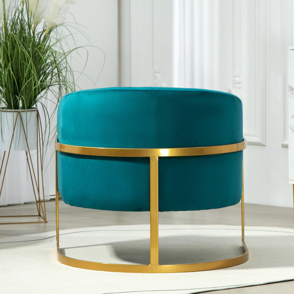 US Pride Furniture Modern Accent Armchair Luxury Gold Frame and Multi-colored Velvet Material Infuse Elegant Flair Greenish Blue - Image 6