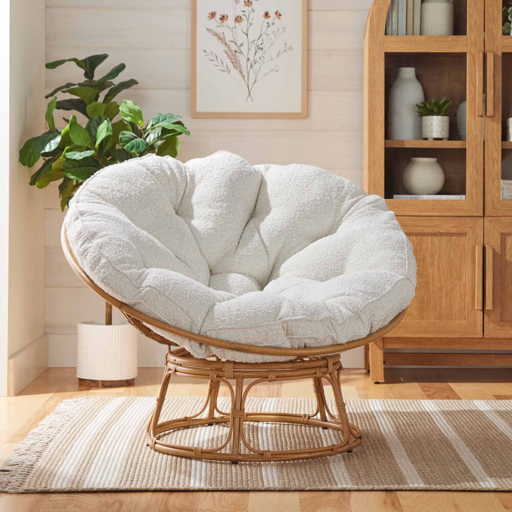 Better Homes & Gardens Papasan Accent Chair, Cream Boucle - Image 3