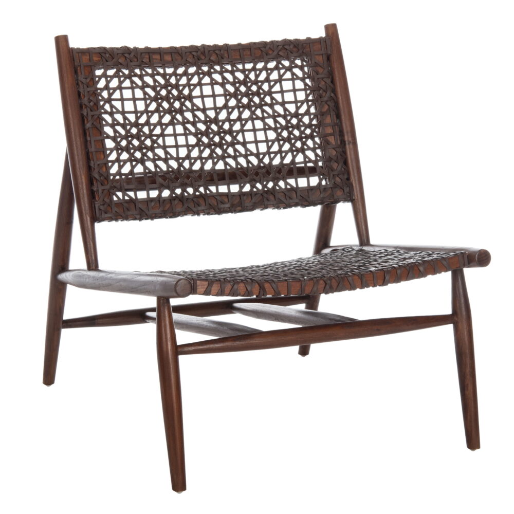 SAFAVIEH Bandelier Leather Weave Nautical Accent Club Chair, Brown - Image 5