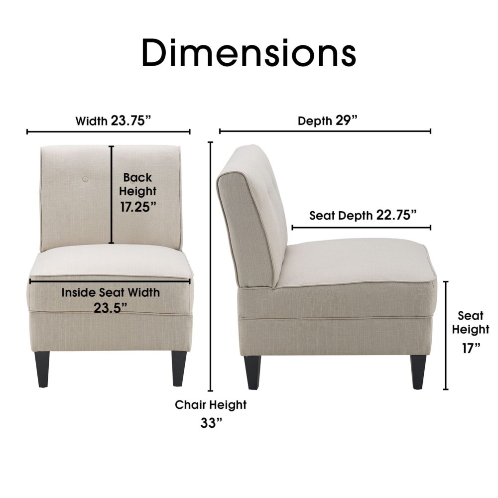 Serta Copenhagen Slipper Chair, Polyester Woven Fabric, Tufted Backrest, Sinuous Spring Cushion Seat Cream - Image 5