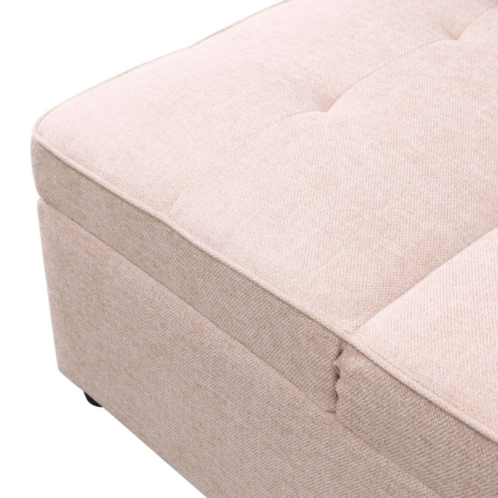 4-in-1 Convertible Futon Pull Out Sofa Bed, Modern Single Sleeper Couch Bed with 2 Pillows for Home Living Room Dorms, Pink - Image 4