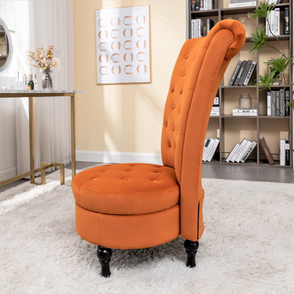US Pride Furniture   20" Wide Velvet High Back Vanity Chair for Living Room, Red Orange - Image 3