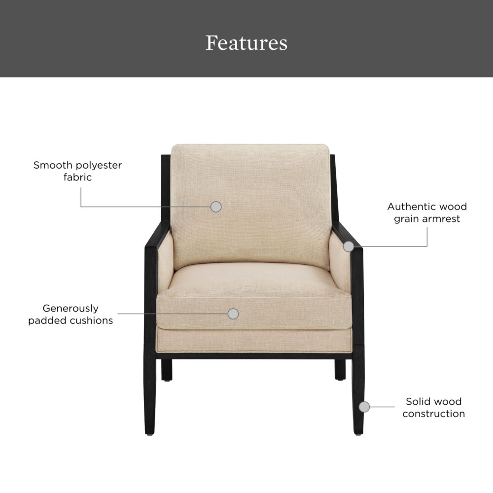 Better Homes & Gardens Windsor Linen Accent Chair, Espresso Wood - Image 2
