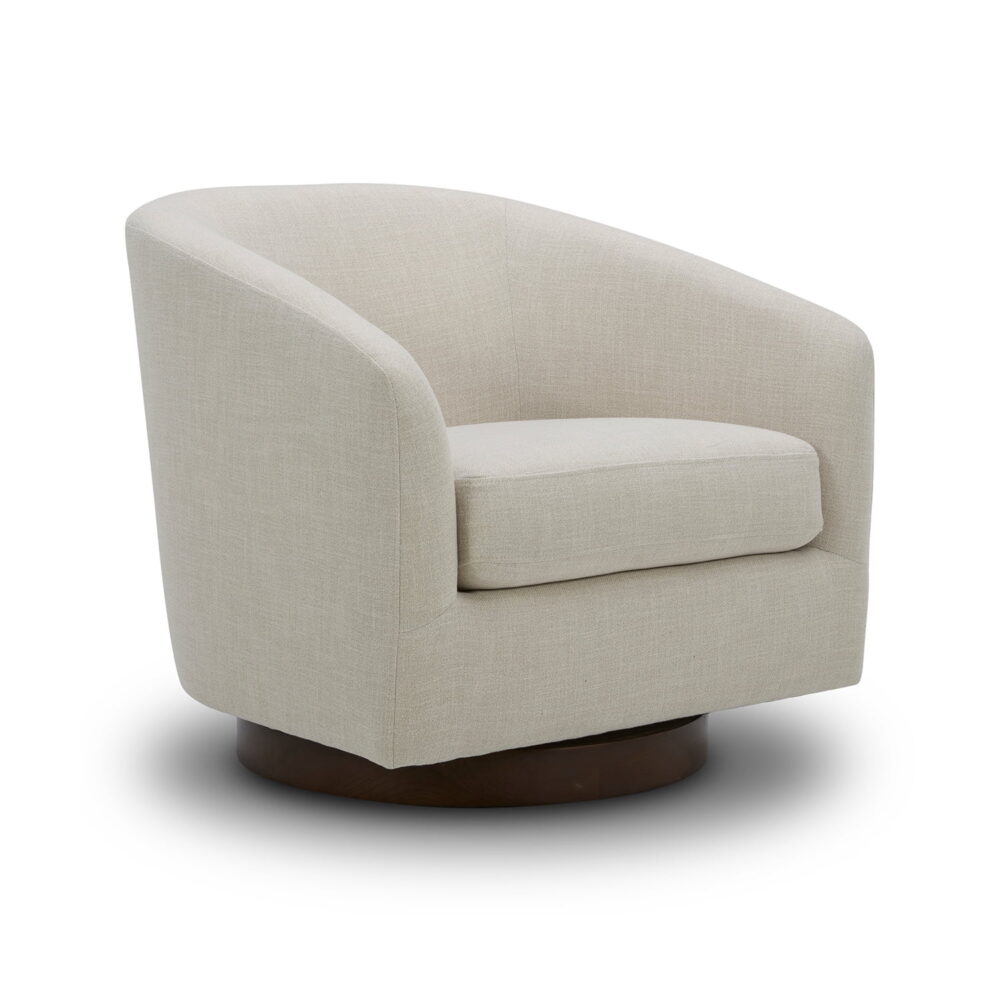 Better Homes & Gardens Bradford Wooden Base Modern Swivel Accent Chair, Linen - Image 4