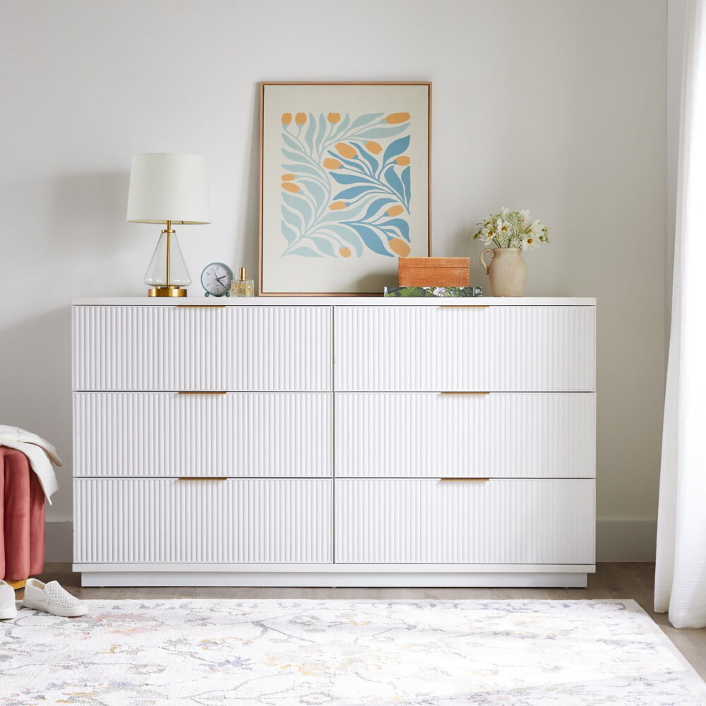 Better Homes and Gardens Lillian 6 Drawer Dresser, White - Image 7