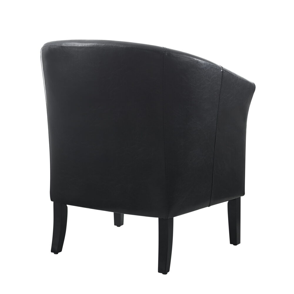 Linon Noelie Side Accent Club Chair, Black Faux Leather - Image 4