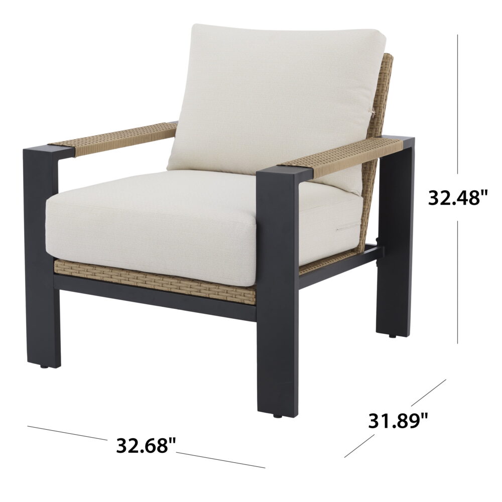 Better Homes & Gardens Ventura 2-Piece Outdoor Wicker Chat Chair, Beige - Image 5