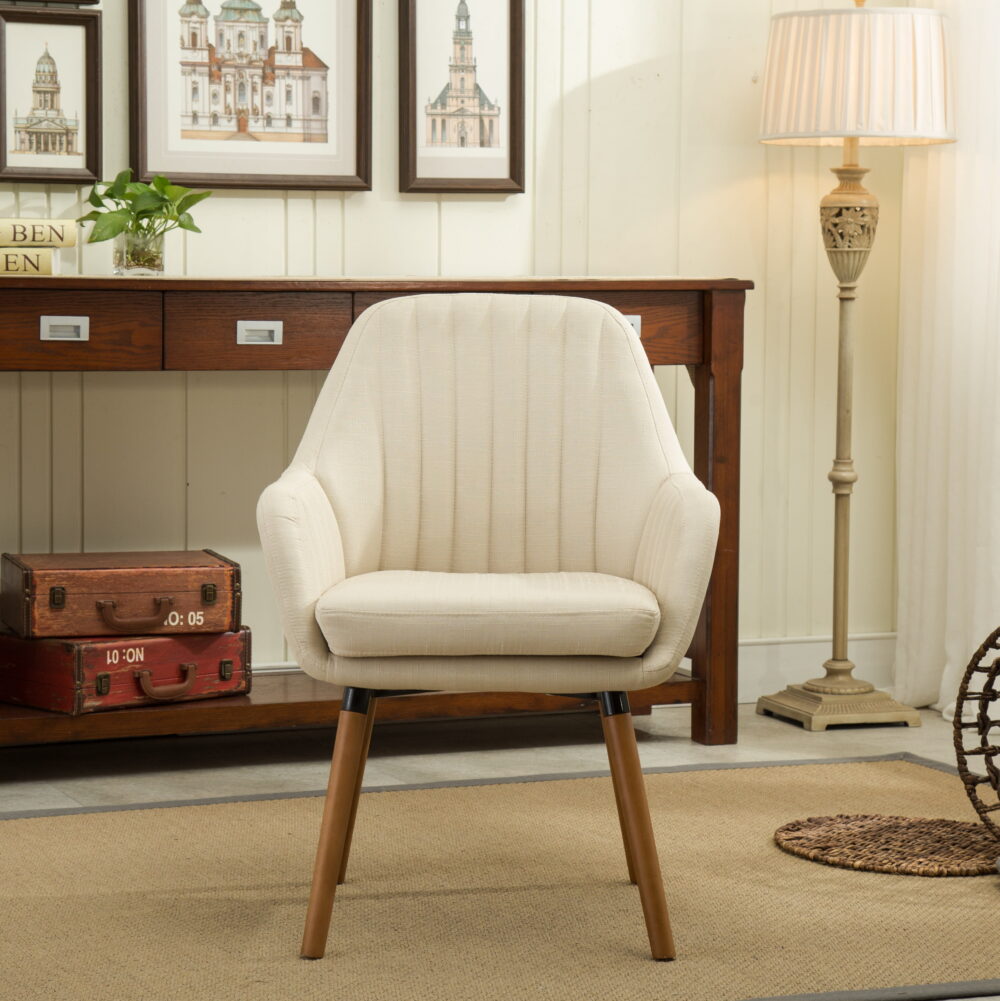 Roundhill Furniture Tuchico Contemporary Fabric Accent Chair, Tan - Image 4