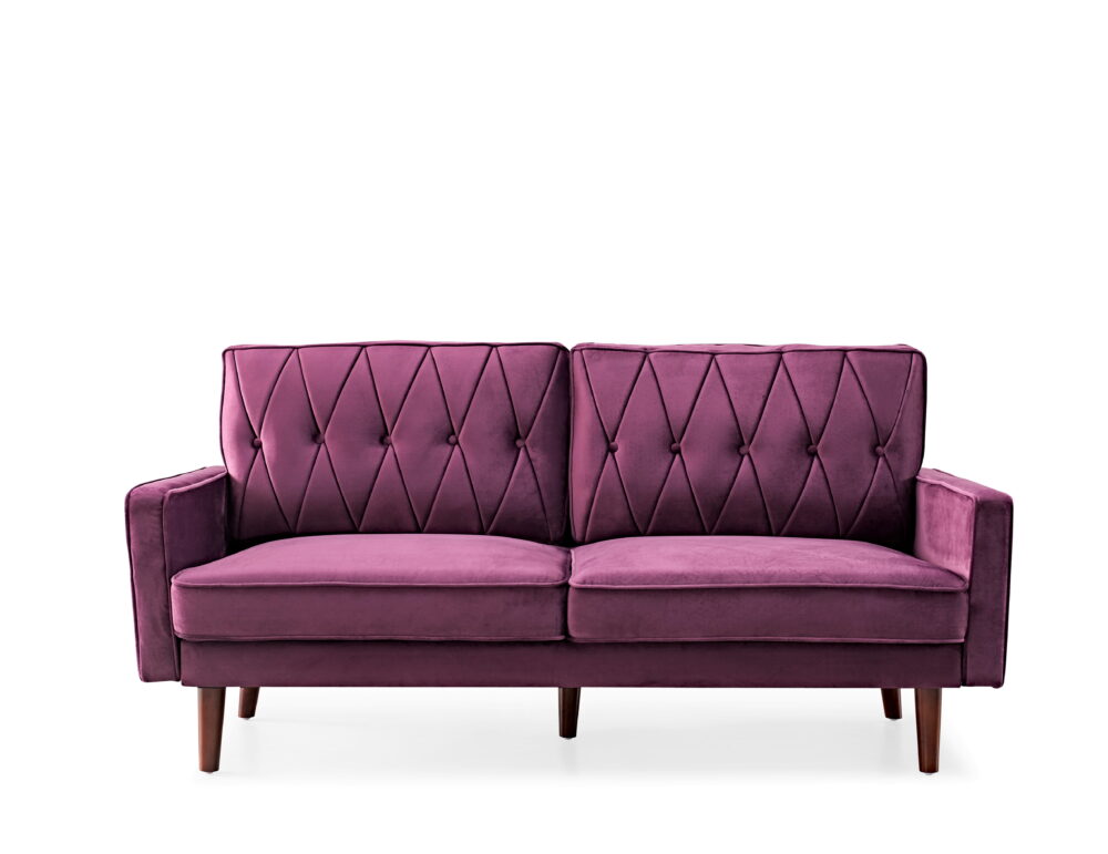 US PRIDE FURNITURE Tufted Cushion Back 69.3 Wide Sofa-Eggplant - Image 4