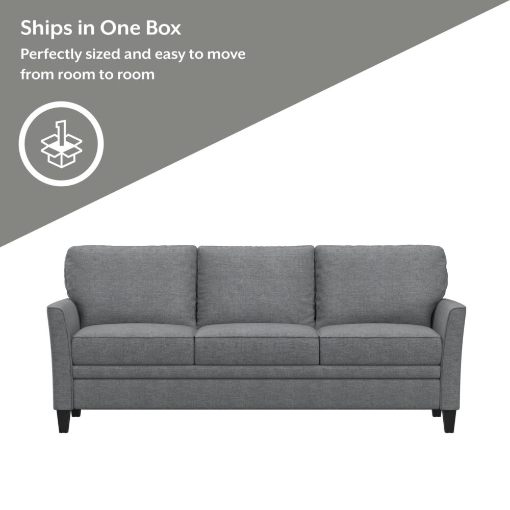 Mainstays Kensington 80" 3 Seat Classic Modern Couch, Gray - Image 2